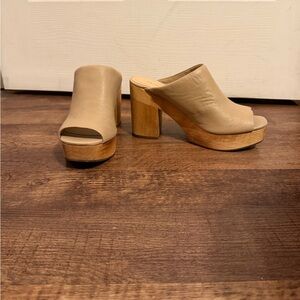 Kelsi Dagger Tan Leather Platform Mules